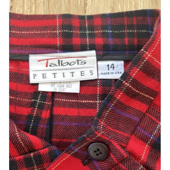 Vintage Talbots Skirt 14P Petite Tartan Red Plaid Pleated Worsted Wool USA MADE - Picture 3 of 3